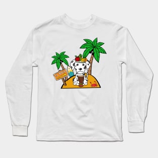 Funny dalmatian is on a deserted island Long Sleeve T-Shirt